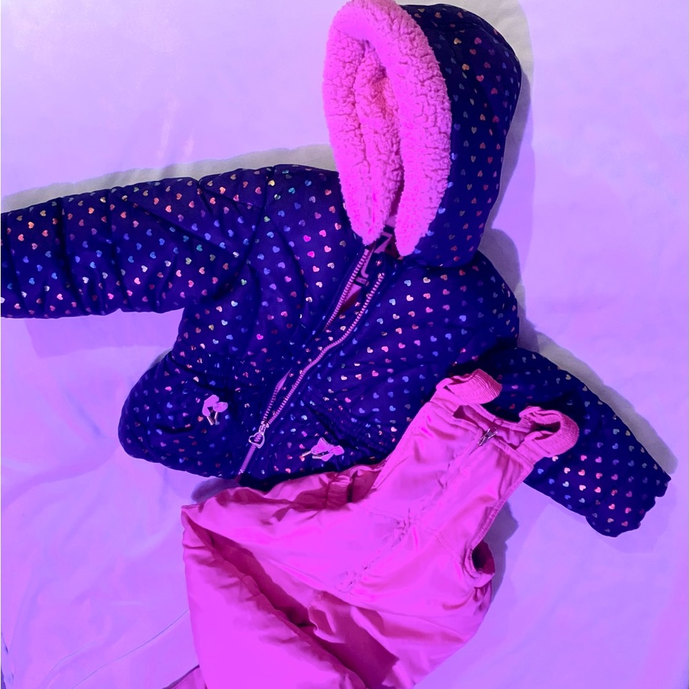 Toddler/Girls Puffer Ski Jacket & Snowbib Overalls size 3T